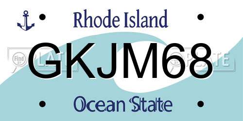 GKJM68 Rhode Island License Plate