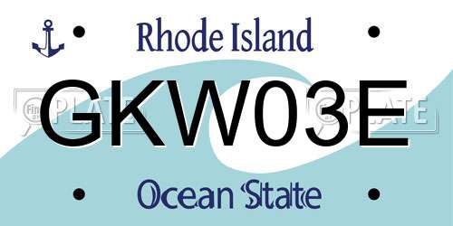 GKW03E Rhode Island License Plate