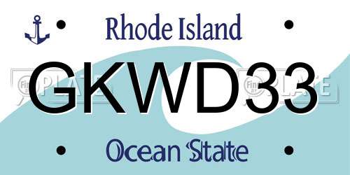 GKWD33 Rhode Island License Plate