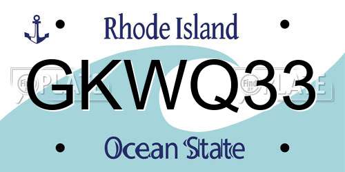 GKWQ33 Rhode Island License Plate