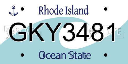 GKY3481 Rhode Island License Plate