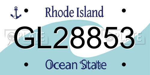 GL28853 Rhode Island License Plate