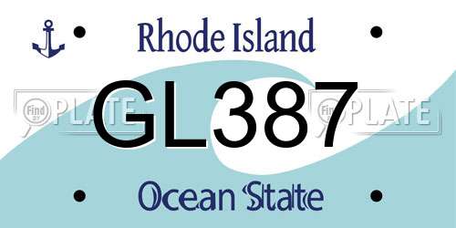 GL387 Rhode Island License Plate