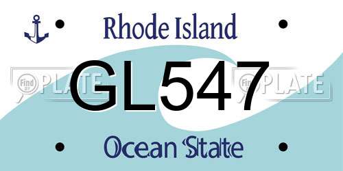GL547 Rhode Island License Plate