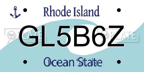 GL5B6Z Rhode Island License Plate