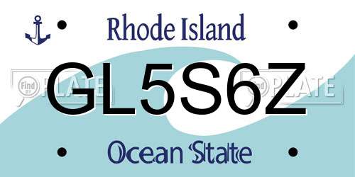 GL5S6Z Rhode Island License Plate
