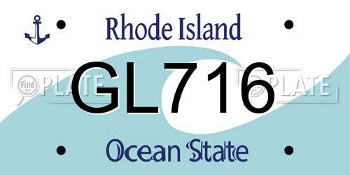 GL716 Rhode Island License Plate