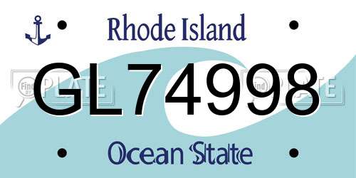 GL74998 Rhode Island License Plate