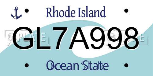 GL7A998 Rhode Island License Plate