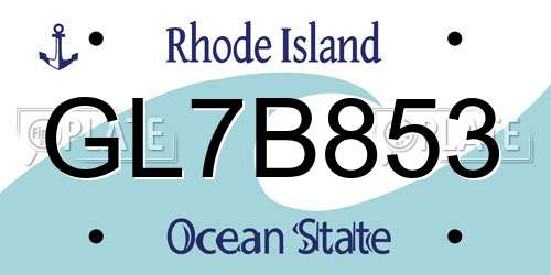 GL7B853 Rhode Island License Plate