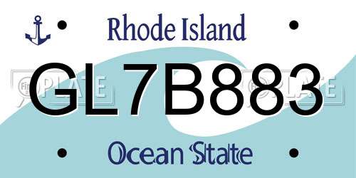 GL7B883 Rhode Island License Plate