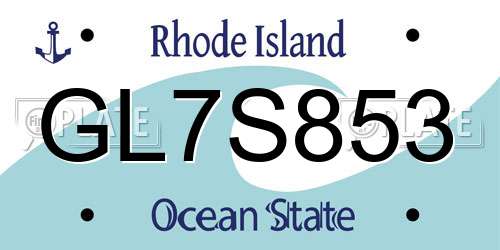 GL7S853 Rhode Island License Plate