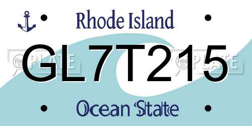 GL7T215 Rhode Island License Plate