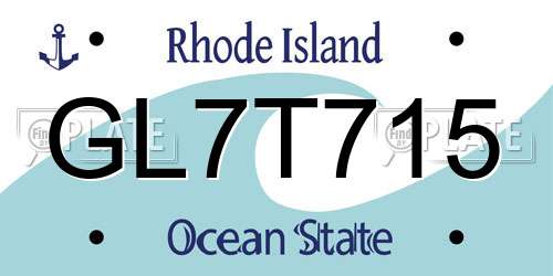 GL7T715 Rhode Island License Plate