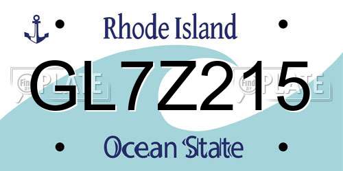 GL7Z215 Rhode Island License Plate