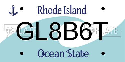GL8B6T Rhode Island License Plate