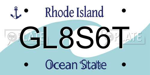 GL8S6T Rhode Island License Plate