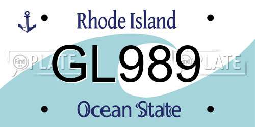 GL989 Rhode Island License Plate