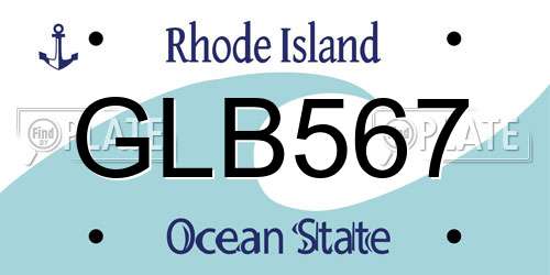 GLB567 Rhode Island License Plate