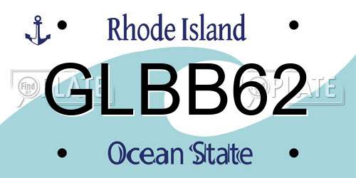 GLBB62 Rhode Island License Plate