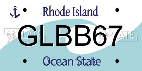 GLBB67 Rhode Island License Plate