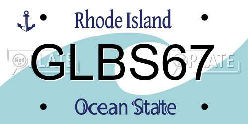 GLBS67 Rhode Island License Plate