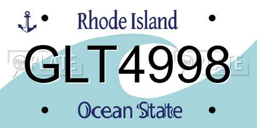 GLT4998 Rhode Island License Plate