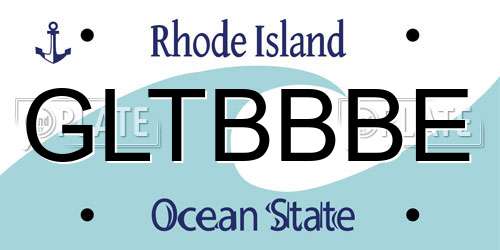 GLTBBBE Rhode Island License Plate