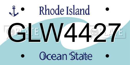 GLW4427 Rhode Island License Plate