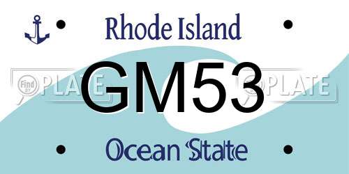 GM53 Rhode Island License Plate