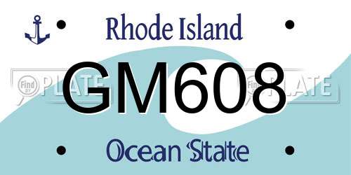 GM608 Rhode Island License Plate