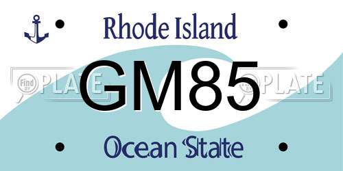 GM85 Rhode Island License Plate