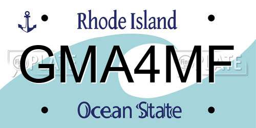 GMA4MF Rhode Island License Plate