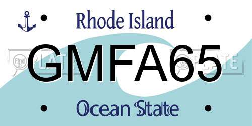 GMFA65 Rhode Island License Plate