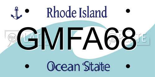 GMFA68 Rhode Island License Plate