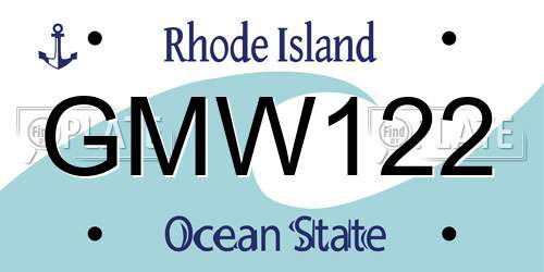 GMW122 Rhode Island License Plate