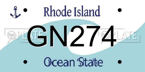 GN274 Rhode Island License Plate
