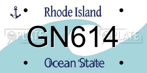 GN614 Rhode Island License Plate