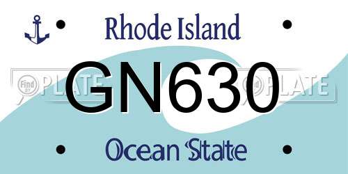 GN630 Rhode Island License Plate