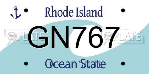 GN767 Rhode Island License Plate