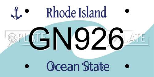 GN926 Rhode Island License Plate