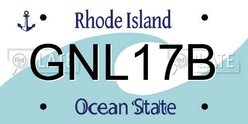 GNL17B Rhode Island License Plate
