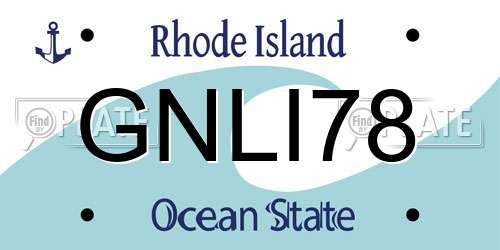 GNLI78 Rhode Island License Plate