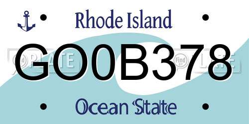 GO0B378 Rhode Island License Plate