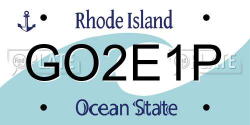 GO2E1P Rhode Island License Plate