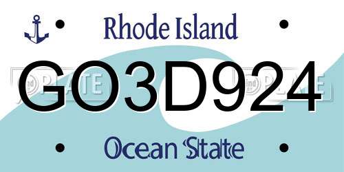 GO3D924 Rhode Island License Plate