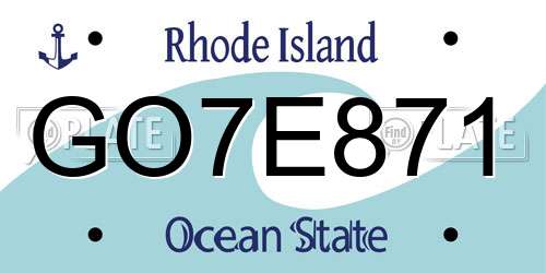 GO7E871 Rhode Island License Plate