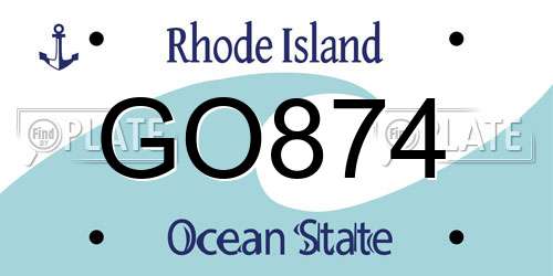 GO874 Rhode Island License Plate