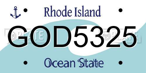 GOD5325 Rhode Island License Plate