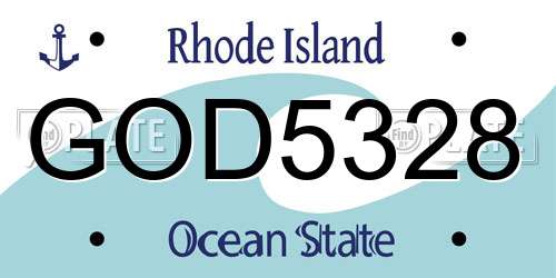 GOD5328 Rhode Island License Plate